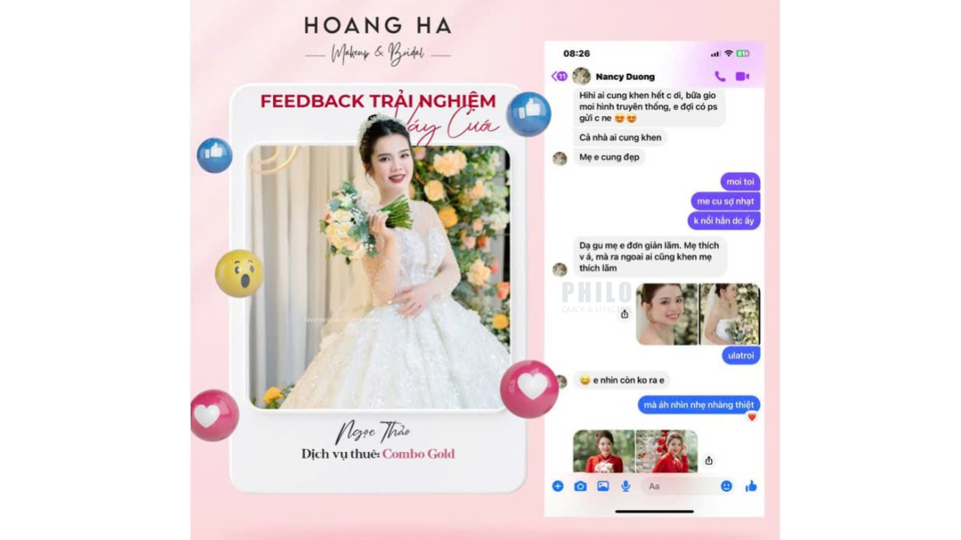 Cửa hàng thời trang váy cưới Hoàng Hà nhận được nhiều lời khen tích cực từ khách hàng