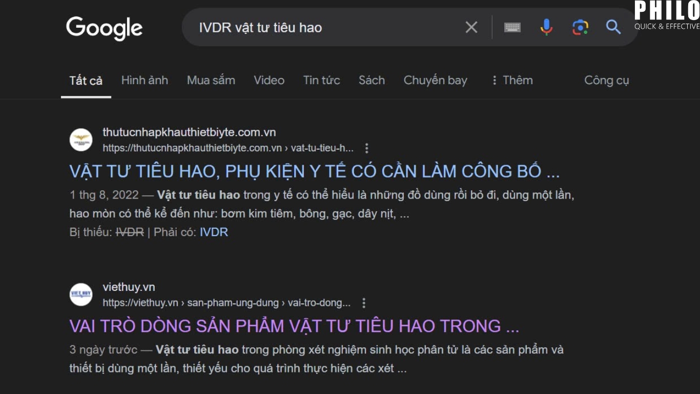 Sản phẩm vật tư tiêu hao của Việt Huy đạt top 2 tại thứ hạng Google sau khi sử dụng dịch vụ thiêt kế web chuẩn SEO